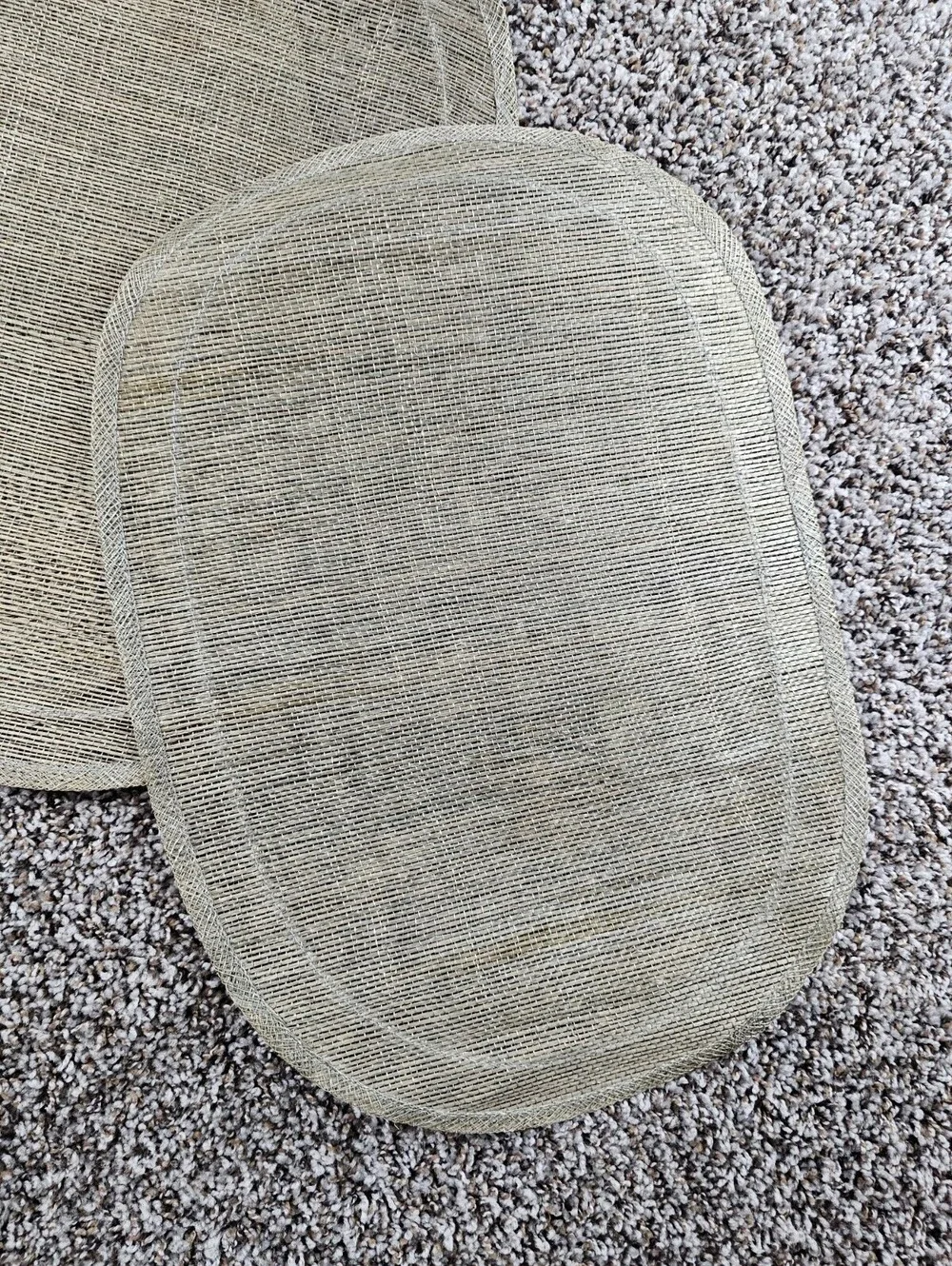 Lot of 4 Mid Century Rattan Natural Rounded Placemats Beige Straw